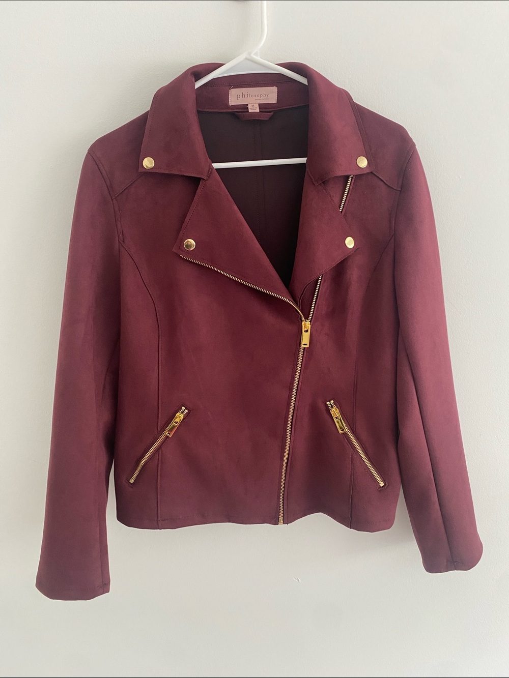 Philosophy Faux Leather Suede Moto Jacket Purple Size Medium